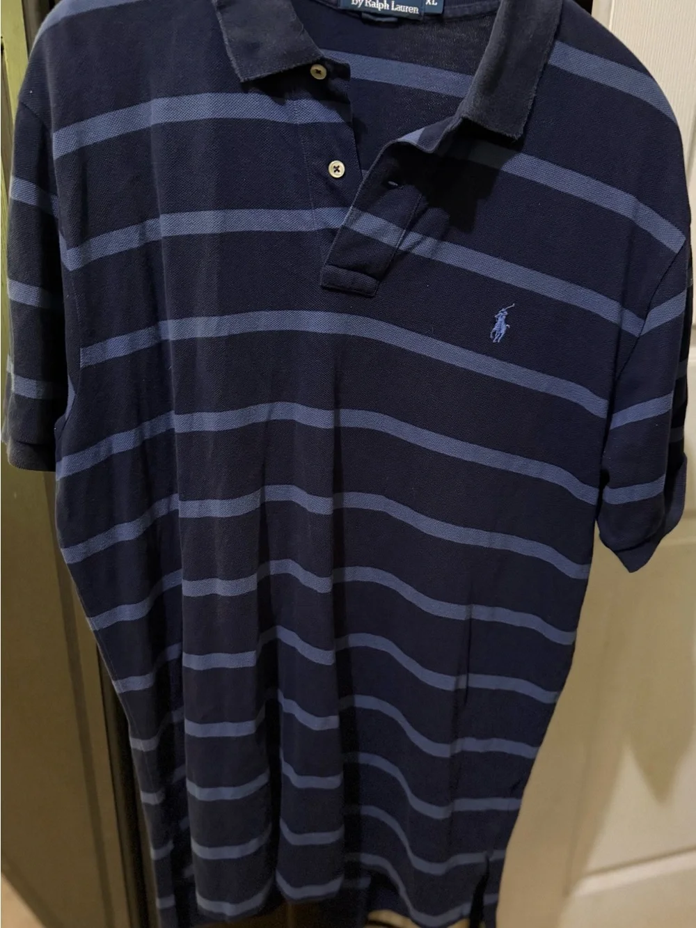 Ralph Lauren Navy with Light Blue Stripe Polo Shirt
